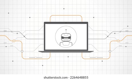 laptop technology background abstract. Ai artificial intelligence technology with line digital, black laptop color, style modern, element, dot, hi-tech, vector. laptop technological for web banner,