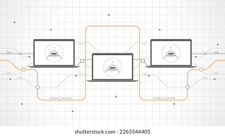 laptop technology background abstract. Ai artificial intelligence technology with line digital, black laptop color, style modern, element, dot, hi-tech, vector. laptop technological for web banner,