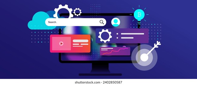 Laptop technology background, web development, web design, advertising material