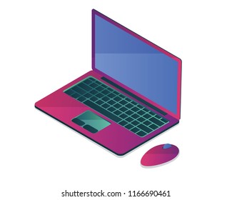 laptop technology computer icon illustration isometric style