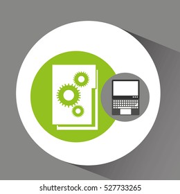 laptop technology file folder graphic vector illustration eps 10
