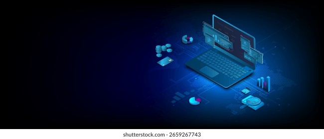 Graphen für Laptop-Technologie zu Finanzen, Investitionen, Analysen von Börsendaten