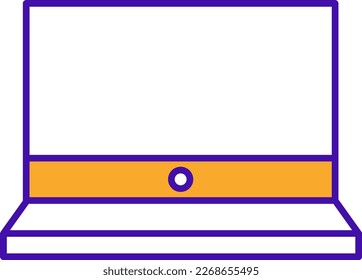 Laptop technology icon with orange purple outline style. Concept, digital, data, abstract, network, internet, tech. Vector Illustration