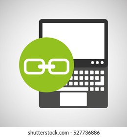 laptop technology link web icon vector illustration eps 10
