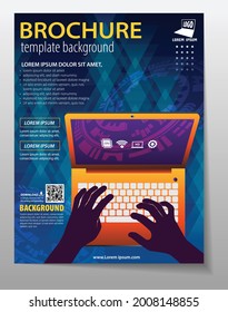 laptop and technology poster flyer communication hi tech template background 
   concept vector illustration
