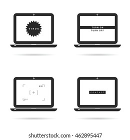 laptop technology set with icons illustration on white background