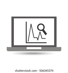 laptop technology statistics graphics search icon vector illustration eps 10