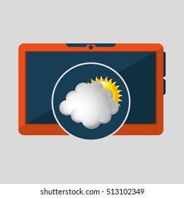 laptop technology. weather forecast cloud sun icon graphic vector illustration eps 10