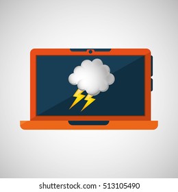 laptop technology. weather forecast cloud lightning icon graphic vector illustration eps 10