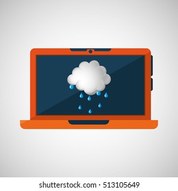 laptop technology. weather forecast cloud rain icon graphic vector illustration eps 10