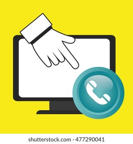 laptop telephone hand icon