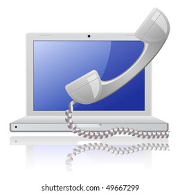 Laptop and Telephone Receiver