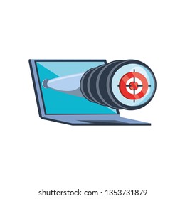 laptop with telescope icon