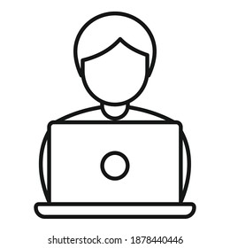 Laptop testing software icon. Outline laptop testing software vector icon for web design isolated on white background