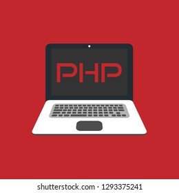 laptop and text php.