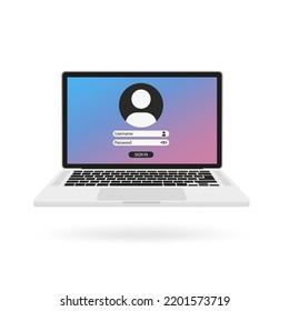 A Laptop That Contains The User's Login Credentials. Vector Illustration