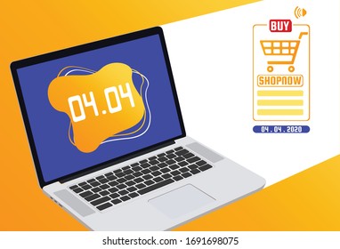 The laptop that is opening the online shopping screen Date 04.04.2020