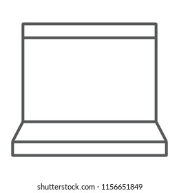 Laptop thin line icon, electronic and computer, notebook sign, vector graphics, a linear pattern on a white background, eps 10.