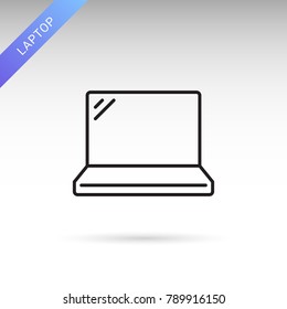 Laptop thin line isolated vector flat simple icon