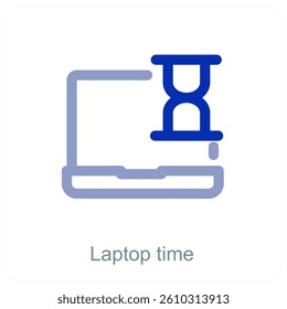 Laptop Time and device icon concept