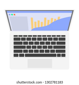 Laptop top view icon. Flat illustration of laptop top view vector icon for web design