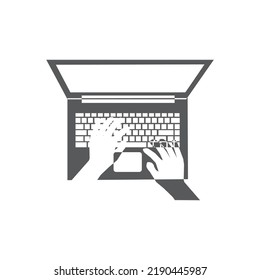 laptop top view icon image. Notebook vector seen from above.