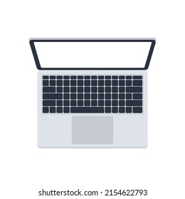 Laptop top view, isolated on white background. High quality vector illustration.