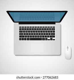 Laptop, Top View. Vector Illustration