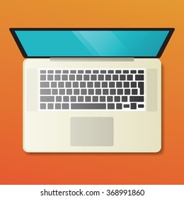 Laptop Top View. Vector Illustration