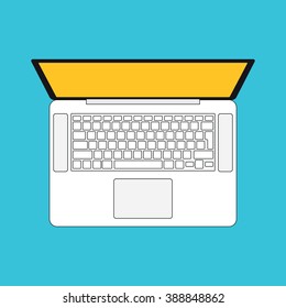 Laptop Top View. Vector Illustration