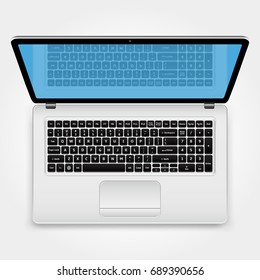 Laptop, Top View. Vector Illustration