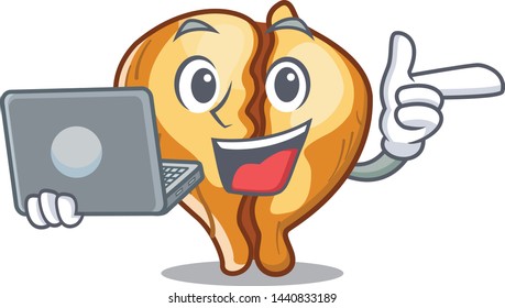 With laptop tortellini isolated with in the mascot