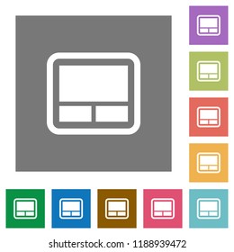 Laptop touchpad flat icons on simple color square backgrounds