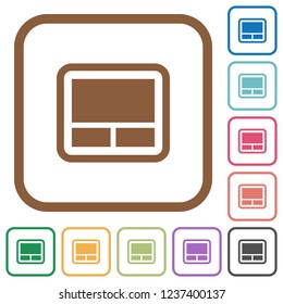 Laptop touchpad simple icons in color rounded square frames on white background