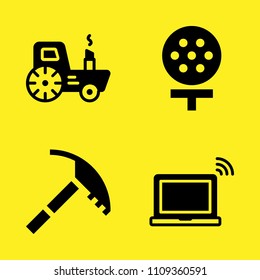 laptop, tractor, golf and ice axe vector icon set. Sample icons set for web and graphic design