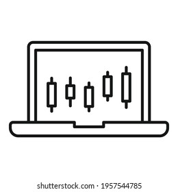 Laptop trader icon. Outline Laptop trader vector icon for web design isolated on white background