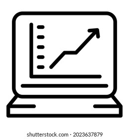 Laptop Trader Symbol Umrissvektor. Aktienfinanzierung. Geldentwicklung