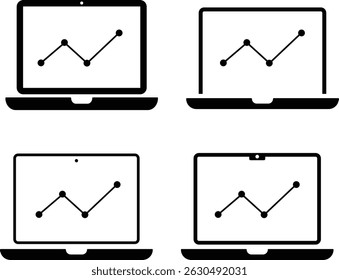laptop with trading graph icon. Growing chart on laptops. Stock Market Concept. business and growth symbol
