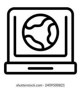 Laptop training system icon outline vector. Online education. Business school