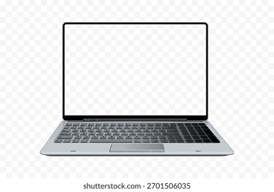 Laptop Transparent Blank Screen - Front View Empty PC Screen Vector Template
