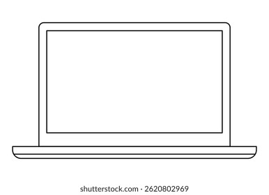 Laptop with transparent screen. Device mockup front view. Icon, frame, background. Vector illustration.