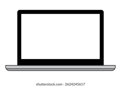 Laptop with transparent screen. Device mockup front view. Icon, frame, background. Vector illustration.