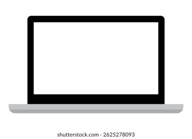 Laptop with transparent screen. Device mockup front view. Icon, frame, background. Vector illustration.