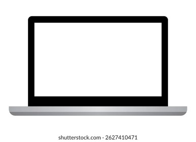 Laptop with transparent screen. Device mockup front view. Icon, frame, background. Vector illustration.