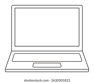 Laptop with transparent screen. Device mockup front view. Icon, frame, background. Vector illustration.