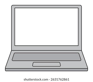 Laptop with transparent screen. Device mockup front view. Icon, frame, background. Vector illustration.