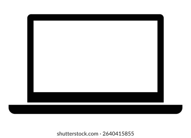 Laptop with transparent screen. Device mockup front view. Icon, frame, background. Vector illustration.