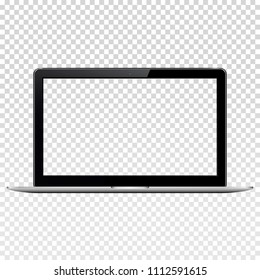 Laptop with transparent screen, isolated on transparent background.