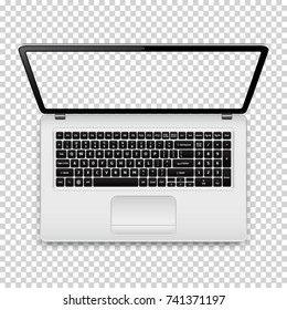 Laptop with transparent screen isolated on transparent background