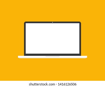 Laptop in trendy flat style with empty screen. Mock up template. Notebook with blank display. EPS 10